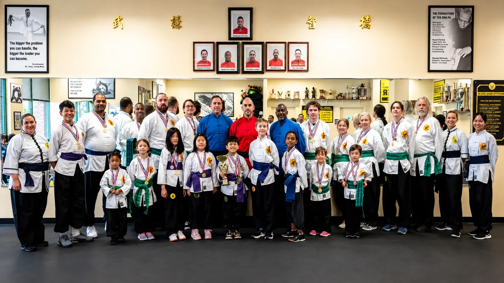 U.S. Kuo Shu Academy students and instructors after a tournament